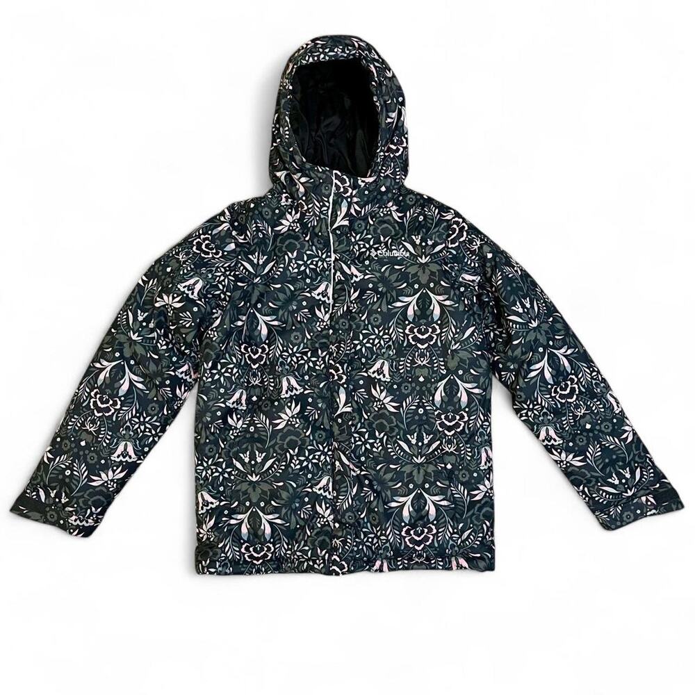 Columbia Puffer Jacket Floral Printed Full Zip Hooded Girls Youth Size Large